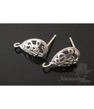 ПУССЕТЫ "Венеция", родиевое покрытие