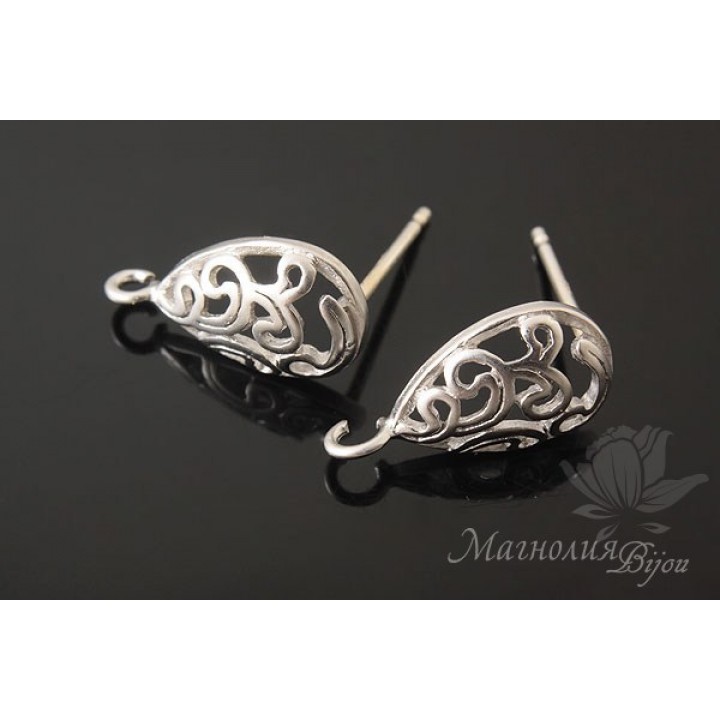 ПУССЕТЫ "Венеция", родиевое покрытие