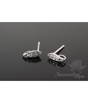 ПУССЕТЫ "Аврора", родиевое покрытие