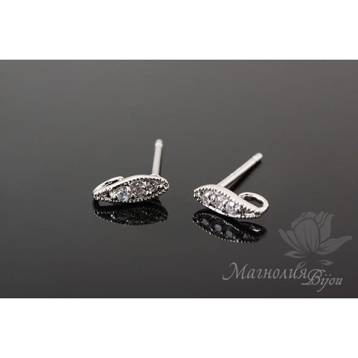 ПУССЕТЫ "Аврора", родиевое покрытие