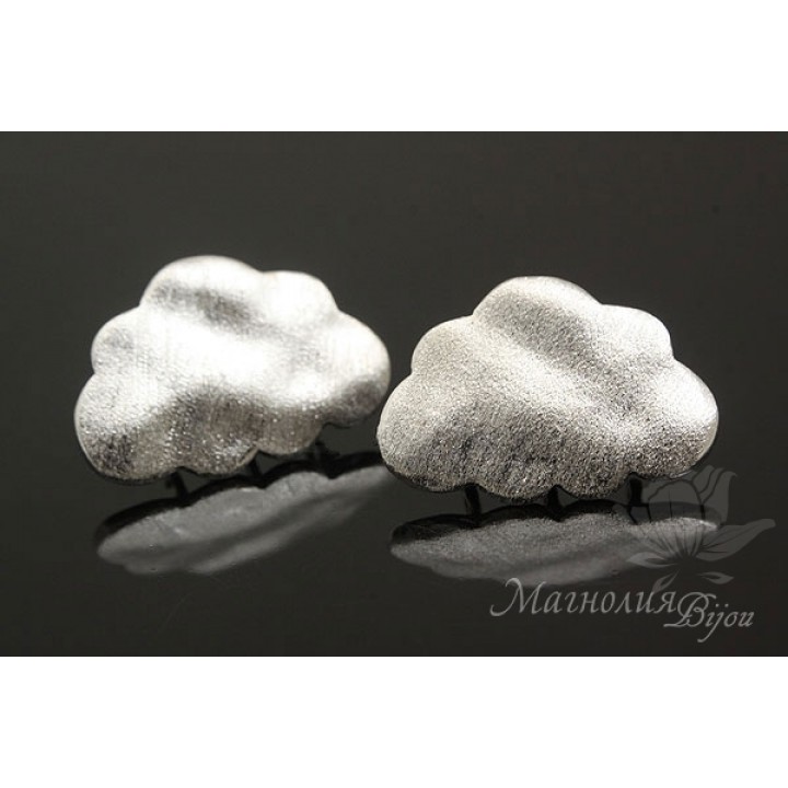 ПУССЕТЫ "Тучки", родиевое покрытие