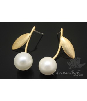 Пуссеты "Вишенки", позолота 14 карат