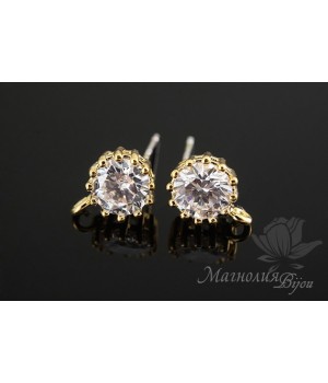 ПУССЕТЫ "Diamond", позолота 14 карат
