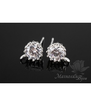 ПУССЕТЫ "Diamond", родиевое покрытие