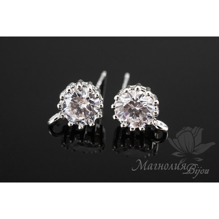 ПУССЕТЫ "Diamond", родиевое покрытие