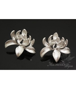 ПУССЕТЫ "Хризантемы", родиевое покрытие