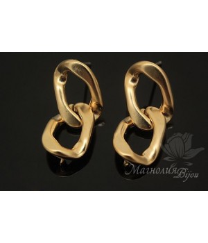 Пуссеты "Цепи", позолота 14 карат