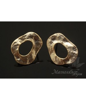 Пуссеты "Лунный кратер", позолота 14 карат