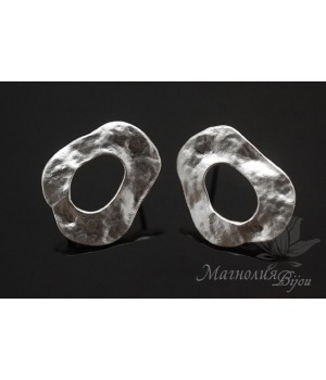 Пуссеты "Лунный кратер", родиевое покрытие