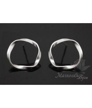 ПУССЕТЫ "Круги на воде...", родиевое покрытие