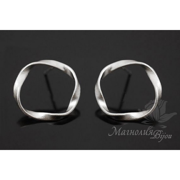 ПУССЕТЫ "Круги на воде...", родиевое покрытие