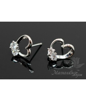 ПУССЕТЫ "Lovely Hearts", родиевое покрытие