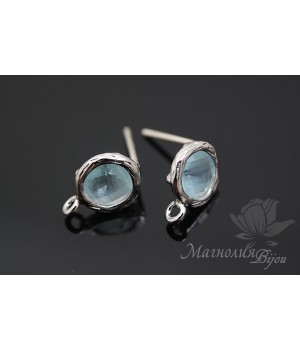 ПУССЕТЫ "Blue  Ice", родиевое покрытие