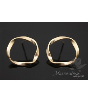 ПУССЕТЫ "Круги на воде...", позолота 14 карат