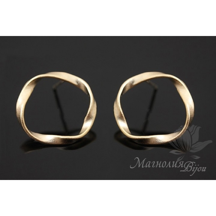 ПУССЕТЫ "Круги на воде...", позолота 14 карат