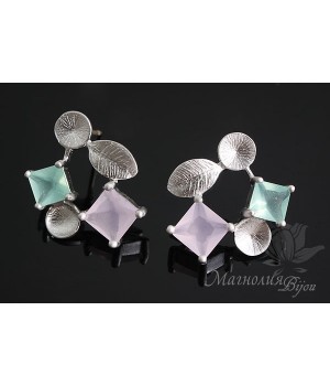 ПУССЕТЫ "Шебби", родиевое покрытие