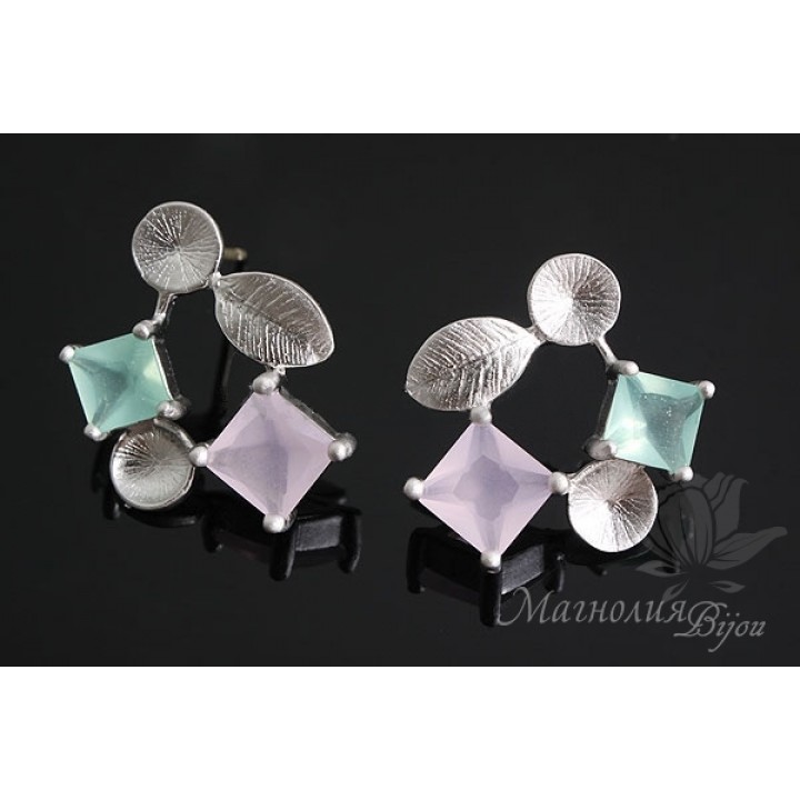 ПУССЕТЫ "Шебби", родиевое покрытие