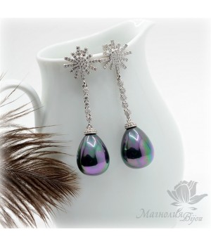 СЕРЬГИ "Искра", родиевое покрытие