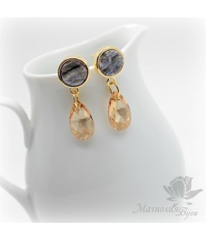 СЕРЬГИ "Фреш" с друзами агата