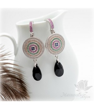 СЕРЬГИ "Круги", родиевое покрытие