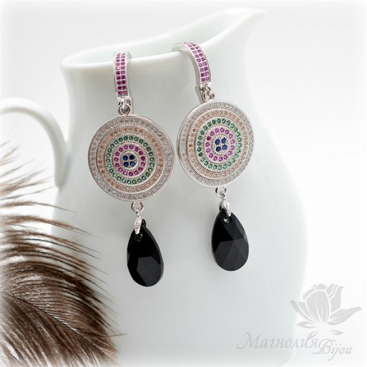 СЕРЬГИ "Круги", родиевое покрытие