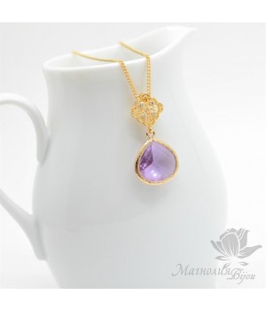 ПОДВЕСКА на цепочке "Лаванда", позолота 16 карат