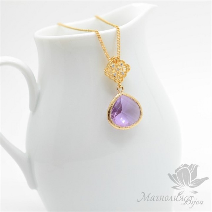ПОДВЕСКА на цепочке "Лаванда", позолота 16 карат