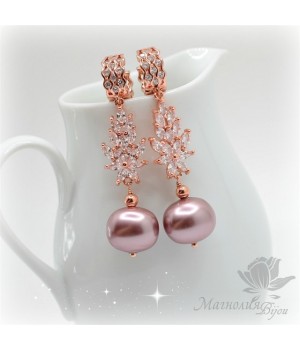 СЕРЬГИ "Галлея", розовое золото