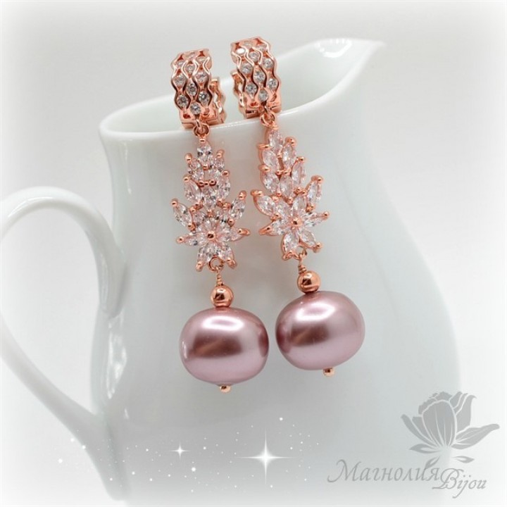 СЕРЬГИ "Галлея", розовое золото