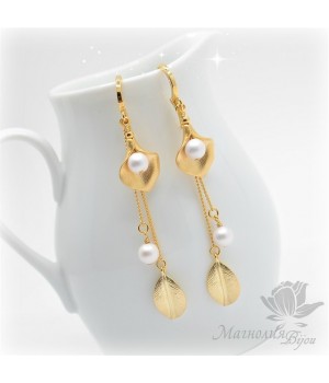 СЕРЬГИ "Весенние", позолота 16 карат