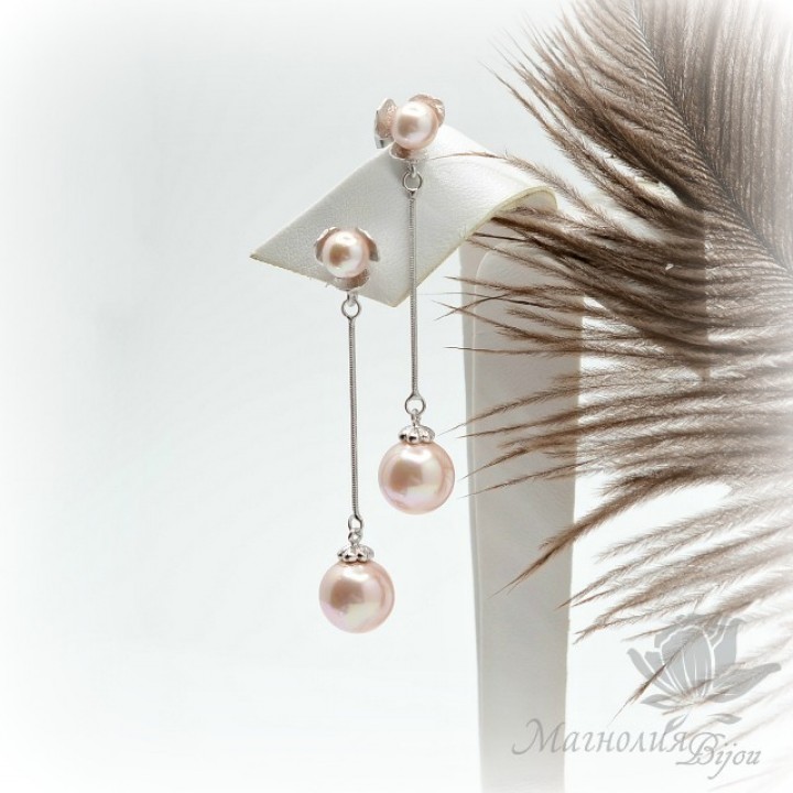 СЕРЬГИ "Абелия", родиевое покрытие