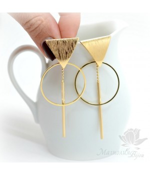 СЕРЬГИ "Стильная геометрия", позолота 18 карат