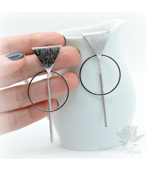 СЕРЬГИ "Стильная геометрия", родиевое покрытие