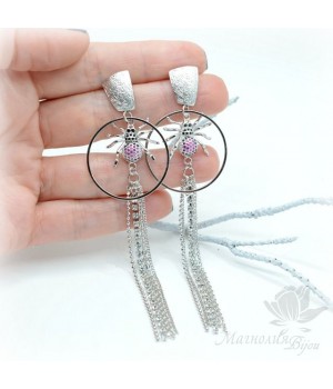 СЕРЬГИ "Паучки", родиевое покрытие