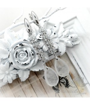 СЕРЬГИ "Цветочная дорожка", родиевое покрытие