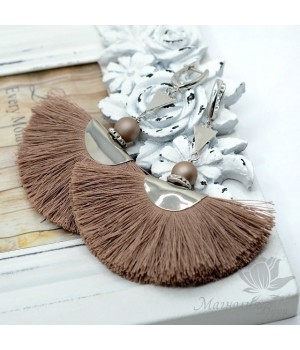 СЕРЬГИ-КИСТИ "Веера", родиевое покрытие