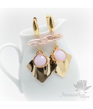 СЕРЬГИ "Романтическая геометрия", позолота 14 карат