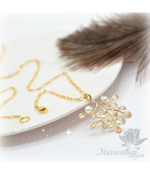 ПОДВЕСКА на цепочке "Омела", позолота 14 карат