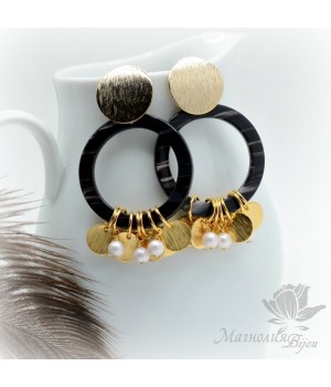 СЕРЬГИ с пластиком №2, позолота 14 карат