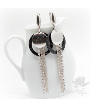 СЕРЬГИ с пластиком №3, родиевое покрытие
