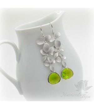 СЕРЬГИ с подвесками, родиевое покрытие