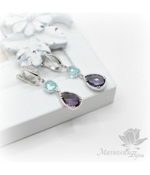 СЕРЬГИ "Harmony", родиевое покрытие