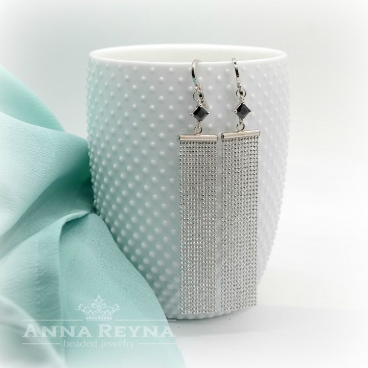 СЕРЬГИ-ШТОРКИ, родиевое покрытие