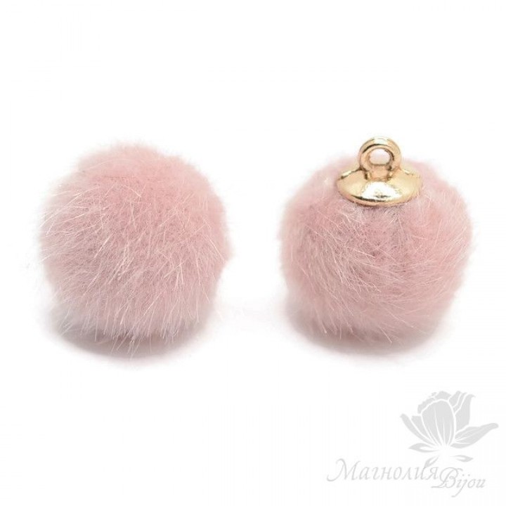 ПОДВЕСКА "Помпон пепельная роза" 18мм