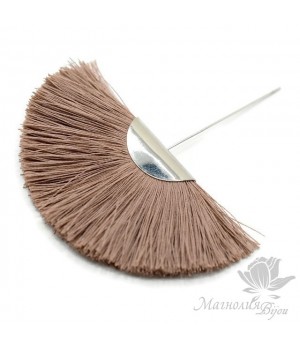 Шёлковая кисть-веер "BIEGE" с пином(родиевое покрытие)