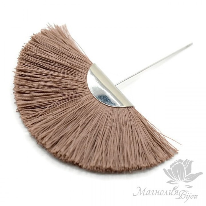 Шёлковая кисть-веер "BIEGE" с пином(родиевое покрытие)