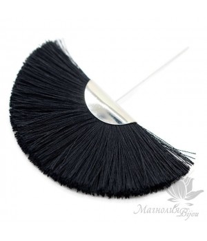 Шёлковая кисть-веер "BLACK" с пином(родиевое покрытие)