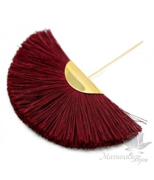 Шёлковая кисть-веер "BURGUNDY" с пином(позолота 16 карат)
