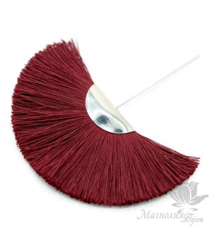 Шёлковая кисть-веер "BURGUNDY" с пином(родиевое покрытие)