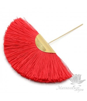Шёлковая кисть-веер "RED" с пином(позолота 16 карат)